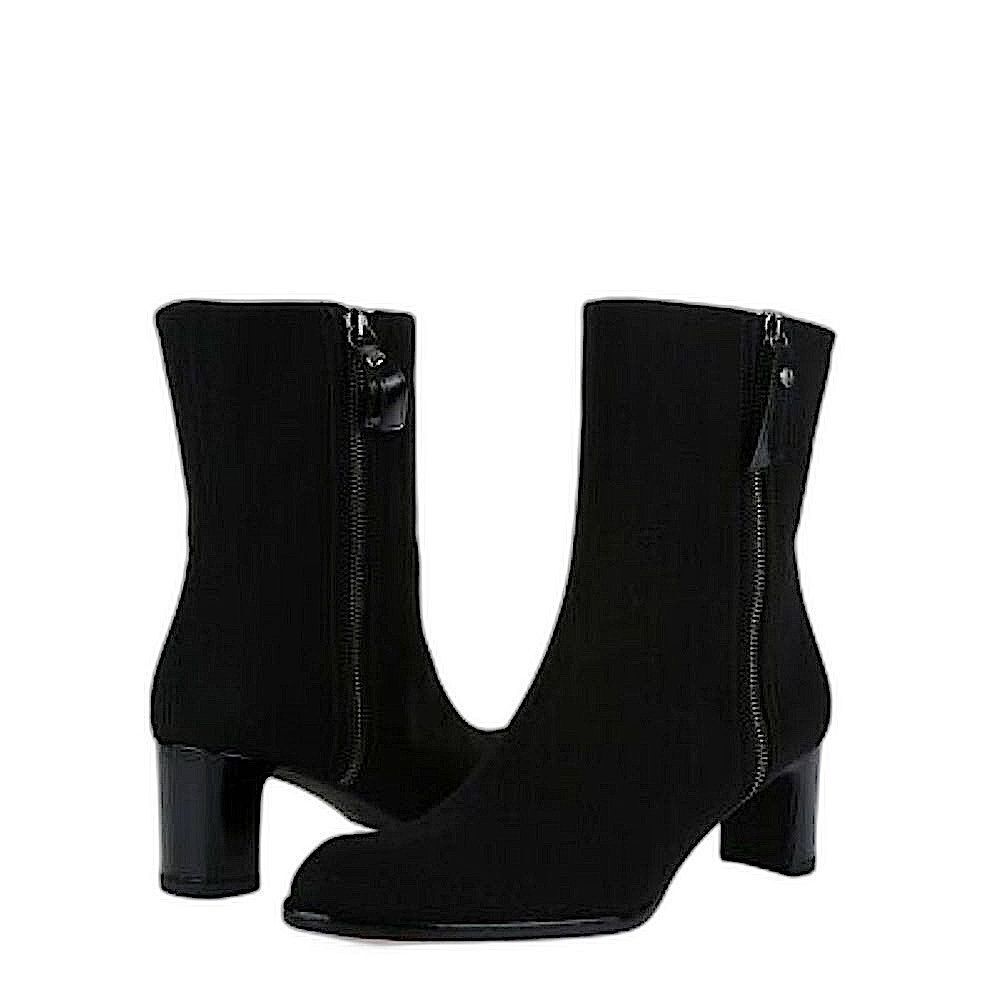 Stuart Weitzman Womens Black Fabric + Leather Side Zip Mid Calf Boots Sz. 7.5 SS